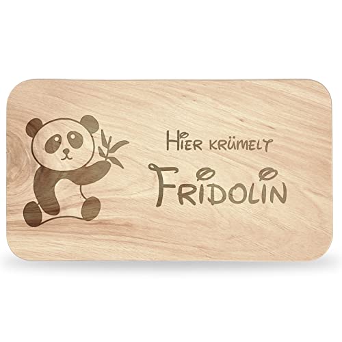 Frühstücksbrettchen Kinder - tolles Frühstücksbrettchen Holz mit Panda zum Personalisieren - personalisierte Geschenke Kinder - Schneidebrett mit Gravur - Geschenk zur Taufe/Einschulung von Geschenkfreude