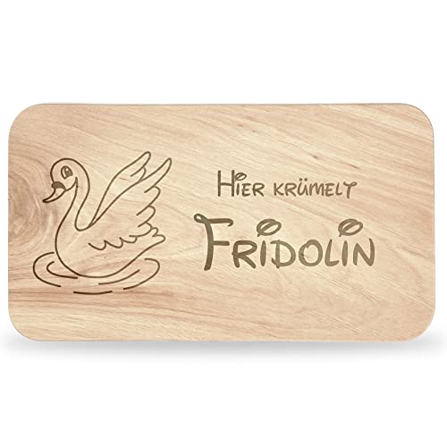 Frühstücksbrettchen Kinder - tolles Frühstücksbrettchen Holz mit Schwan zum Personalisieren - personalisierte Geschenke Kinder - Schneidebrett mit Gravur - Geschenk zur Taufe/Einschulung von Geschenkfreude