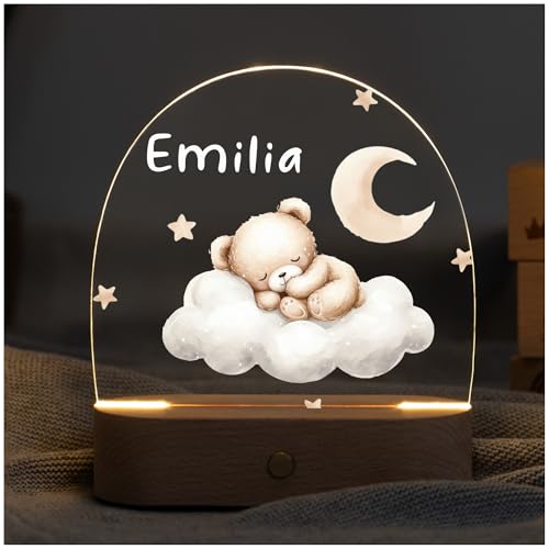 Geschenk zur Geburt Mädchen - Nachtlicht Kinder dimmbar - Nachtlampe personalisiert Bär - Sinnvolle Geschenke zur Geburt - Babygeschenke zur Geburt - Personalisierte Lampe Kinder - Nachtlicht Baby - von Geschenkfreude