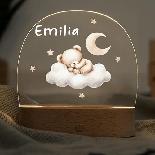 Geschenk zur Geburt Mädchen - Nachtlicht Kinder dimmbar - Nachtlampe personalisiert Bär - Sinnvolle Geschenke zur Geburt - Personalisierte Lampe Kinder - Nachtlicht Baby - Babygeschenke zur Geburt von Geschenkfreude