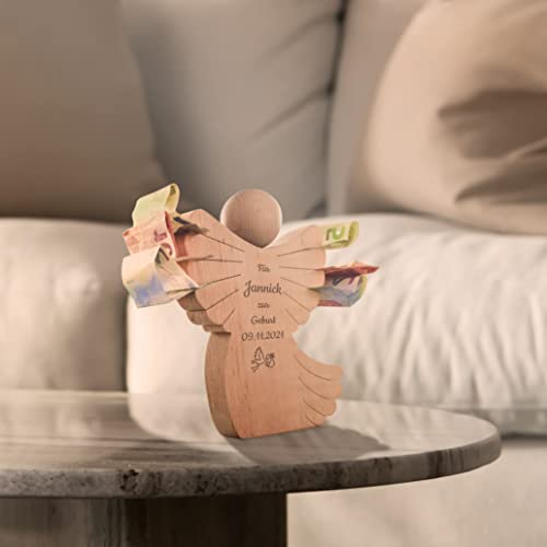 Holzengel mit Gravur - personalisierter Schutzengel zur Geburt - Engel aus Holz Geschenkidee zur Geburt - personalisierte Geschenke für Baby - Geschenk zur Geburt Junge/Mädchen - Baby Geschenk von Geschenkfreude