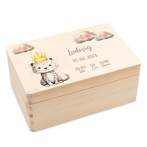 Geschenkfreude Baby Aufbewahrungsbox mit UV Druck - 30x20x14cm - Erinnerungsbox Baby personalisiert - Geschenk zur Geburt - Erinnerungsbox Kinder - personalisierte Baby Box für Mädchen und Jungen von Geschenkfreude