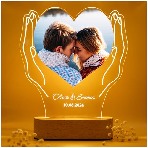 Geschenkfreude Bild personalisiert mit Foto und Text - personaliserte Valentinstag Geschenke für Männer und Frauen - Paar Geschenke - Freund und Freundin - beleuchteter Bilderrahmen LED aus Acryl von Geschenkfreude