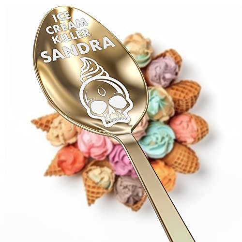 Geschenkfreude Eislöffel personalisiert - persönlicher Löffel mit Gravur - Papa the ice cream killer - Edelstahl Eislöffel mit Namen - Geschenkideen zum Vatertag - Geschenk zum Vatertag - gold von Geschenkfreude