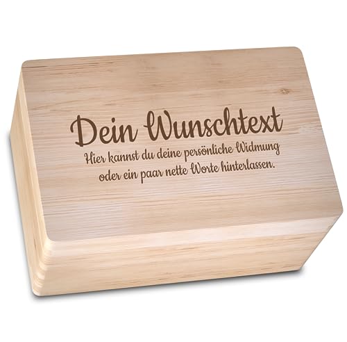 Geschenkfreude Erinnerungsbox personalisiert mit Gravur aus Holz - 30x20x14cm - Erinnerungskiste zur Taufe - individuelle Geschenkkiste - Hochzeit - Aufbewahrungsbox mit Deckel - von Geschenkfreude