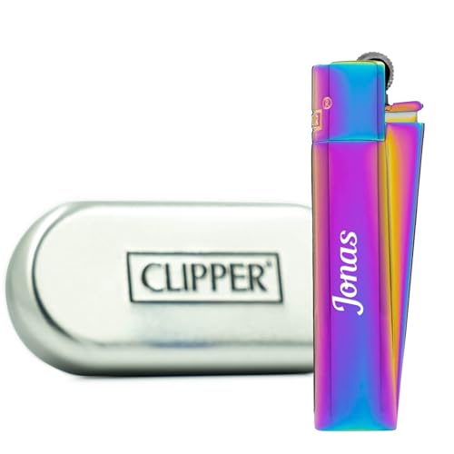 Geschenkfreude Feuerzeug mit Gravur - Rainbow kompatibel mit Clipper aus Metall - Feuerzeug Geschenkidee - Gasfeuerzeug - individuelle personalisierte von Geschenkfreude