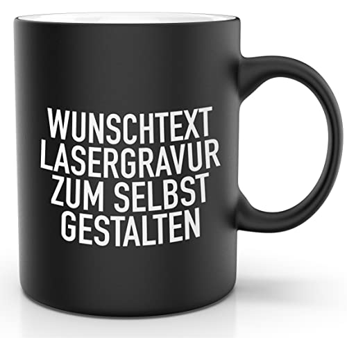 Geschenkfreude Kaffeetasse personalisiert mit Gravur - personalisierter Kaffeebecher - individuelle Tasse selbst gestalten - Tasse mit Name - personalisierte Kaffeetasse - schwarz 300 ml von Geschenkfreude