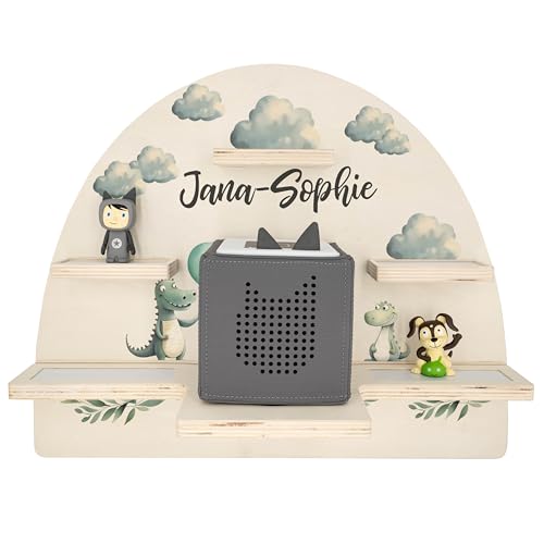 Geschenkfreude Personalisiertes Toniebox Regal für Kinderzimmer - Kinder Wandregal für Tonie Hörfiguren - Magnetisches Tonie Wandregal zur aufbewahrung von Tonieboxen und Figuren - Krokodil von Geschenkfreude