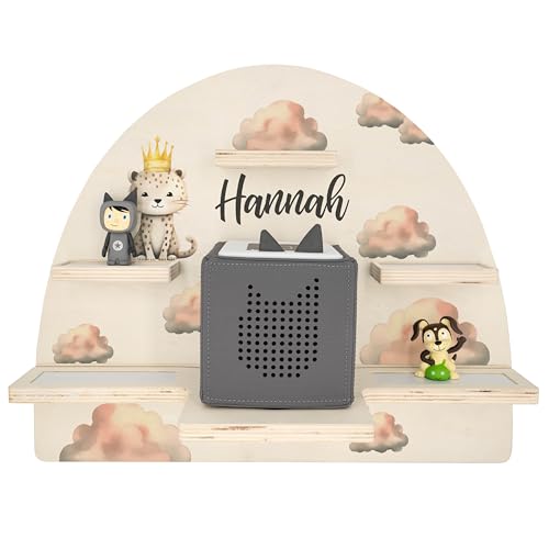 Geschenkfreude Personalisiertes Toniebox Regal für Kinderzimmer - Kinder Wandregal für Tonie Hörfiguren - Magnetisches Tonie Wandregal zur aufbewahrung von Tonieboxen und Figuren – Leo von Geschenkfreude