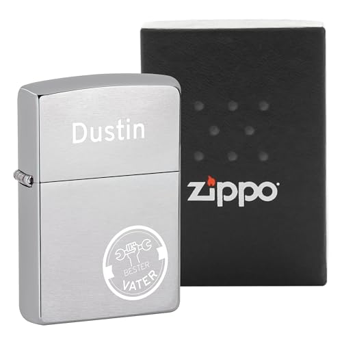 Geschenkfreude Zippo mit Gravur einzigartige Geschenkideen für Männer zum Vatertag - Zippo Feuerzeug personalisiert - Geschenke zum Männertag - Zippo Benzinfeuerzeug - Bester Papa Handwerker von Geschenkfreude