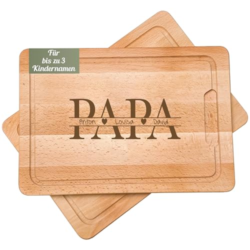 Geschenkfreude einzigartiges Schneidebrett mit Gravur, Papa Geschenk Vatertag - Holzbrett mit Saftrille - Geschenke zum Vatertag von Kind Brett für Papa - Buche von Geschenkfreude