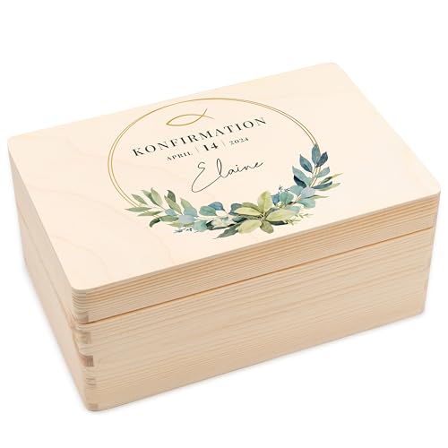 Geschenkfreude personalisierte Holzkiste 30x20x14cm - Geschenke zur Konfirmation - Schatztruhe personalisiert - Konfi Kiste - UV-Druck - Konfirmationsgeschenke für Jungen/Mädchen - Kreis Geschenkfreude personalisierte Holzkiste 30x20x14cm - Geschenke zur Konfirmation - Schatztruhe personalisiert - Konfi Kiste - UV-Druck - Konfirmationsgeschenke für Jungen/Mädchen - Kreis von Geschenkfreude
