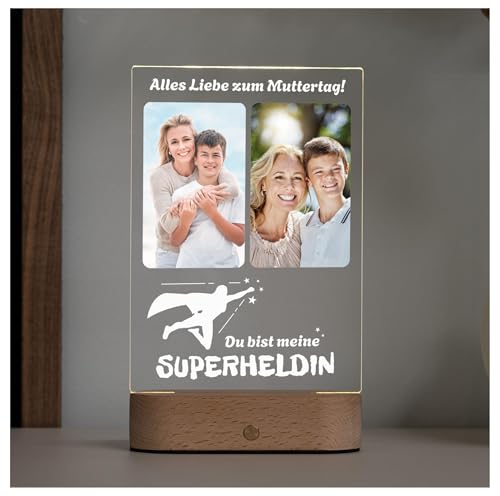 Geschenkfreude personalisierte Muttertagsgeschenke - Geschenk zu Muttertag - Muttertagsgeschenk led Fotogeschenk - Geburtstagsgeschenk für Mama - personalisierte Geschenke für Mama - Superheldin von Geschenkfreude