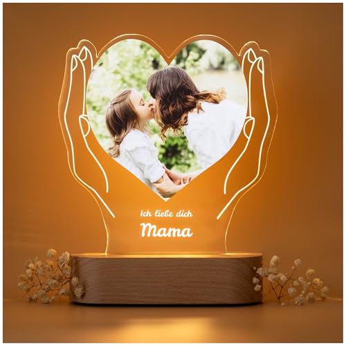 Geschenkfreude personalisiertes Acrylglas Bild mit Foto Nachtlicht - Fotogeschenke mit eigenem Foto - Geschenke für Mutter Deko - personalisierte Geschenke Mama - Geschenkidee Mama Geburtstag von Geschenkfreude