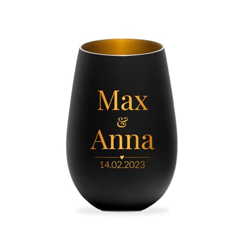 Geschenkfreude personalisiertes Windlicht mit Gravur - besondere Teelichter mit Namen - Paargeschenke - Geschenk für Paare - Windlicht Herz - Valentinstagsgeschenk für Ihn und Sie Liebe von Geschenkfreude