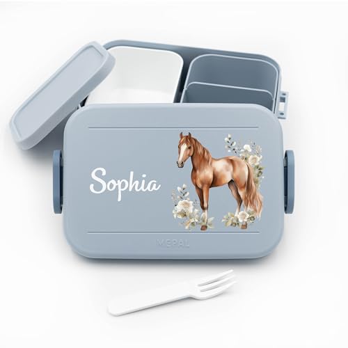 Kinder Bento Box Midi Lunchbox für Mepal Bentobox - Brotdose Schule mit Namen - Brotdose Pferde - 900 ml - Nordic Blue - geschenke für pferdemädchen kita einschulung Kinder Bento Box Midi Lunchbox für Mepal Bentobox - Brotdose Schule mit Namen - Brotdose Pferde - 900 ml - Nordic Blue - geschenke für pferdemädchen kita einschulung von Geschenkfreude