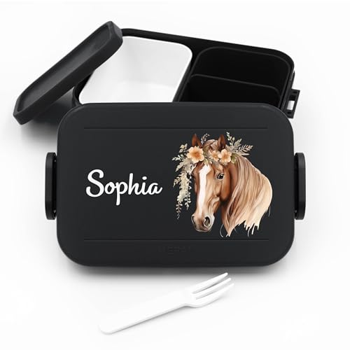 Kinder Bento Box Midi Lunchbox für Mepal Bentobox - Brotdose personalisiert Mädchen - Geschenk Pferdemädchen - 900 ml - Nordic Black - kindergarten box brotbüchse mit namen Kinder Bento Box Midi Lunchbox für Mepal Bentobox - Brotdose personalisiert Mädchen - Geschenk Pferdemädchen - 900 ml - Nordic Black - kindergarten box brotbüchse mit namen von Geschenkfreude