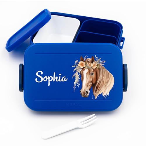 Kinder Bento Box Midi Lunchbox für Mepal Bentobox - Brotdose personalisiert Mädchen - Geschenk Pferdemädchen - 900 ml - Vivid Blue - kinder Brotdose mit namen pferde mädchen geschenk Kinder Bento Box Midi Lunchbox für Mepal Bentobox - Brotdose personalisiert Mädchen - Geschenk Pferdemädchen - 900 ml - Vivid Blue - kinder Brotdose mit namen pferde mädchen geschenk von Geschenkfreude
