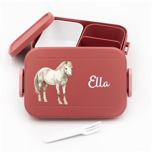 Kinder Bento Box Midi Lunchbox für Mepal Bentobox - Personalisierte Brotdose Mädchen - 900 ml - Vivid Mauve - pferdefreunde geschenke pferd geschenk mädchen von Geschenkfreude