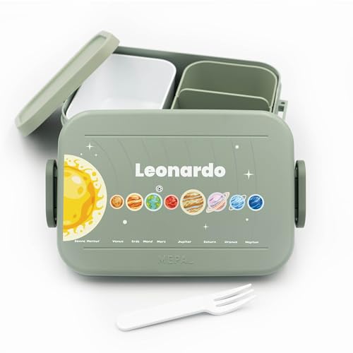 Kinder Brotdose Bento Box Midi Bentobox für Mepal personalisiert - 900ml - Grün - Weltraum Brotdose mit Fächern - Planeten Lunchbox Jausenbox Kinder Brotbox für die Schule Geschenk zur Einschulung Kinder Brotdose Bento Box Midi Bentobox für Mepal personalisiert - 900ml - Grün - Weltraum Brotdose mit Fächern - Planeten Lunchbox Jausenbox Kinder Brotbox für die Schule Geschenk zur Einschulung von Geschenkfreude