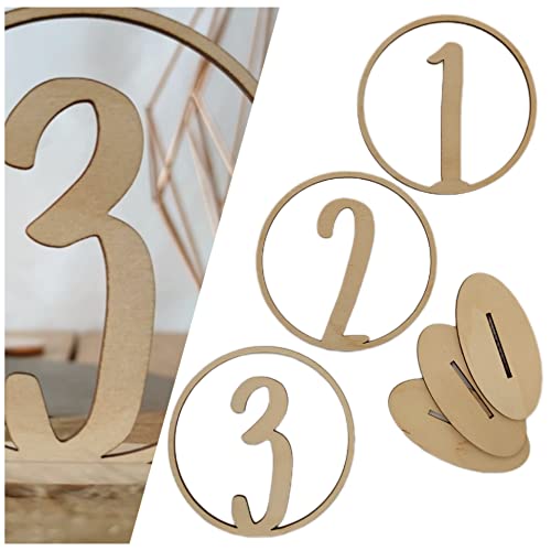 Tischnummern Hochzeit Geburtstag- Tischnummer Set Hochzeit 1-12 aus Holz - Hochzeitsschilder mit Ständer - Dekoration Hochzeit - Holz Nummern für Party 1-12 (12er Set) von Geschenkhaltig