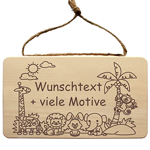 Baby Schild personalisiert - individuell mit Geburtsdaten, Name, Geburtsdatum, Spruch, Motiv - als Holz Wandschild, „Welcome Baby“ Geschenk zur Geburt, Geburtstafel, Geburtsgeschenk Deko von Geschenkissimo