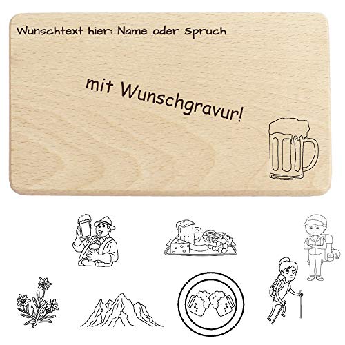 Bayerisches Brotzeitbrettl aus Holz - mit persönlicher Gravur, Spruch und verschiedenen Motive, bayrisches Jausenbrett, Breddl für bayerische Spezialitäten von Geschenkissimo