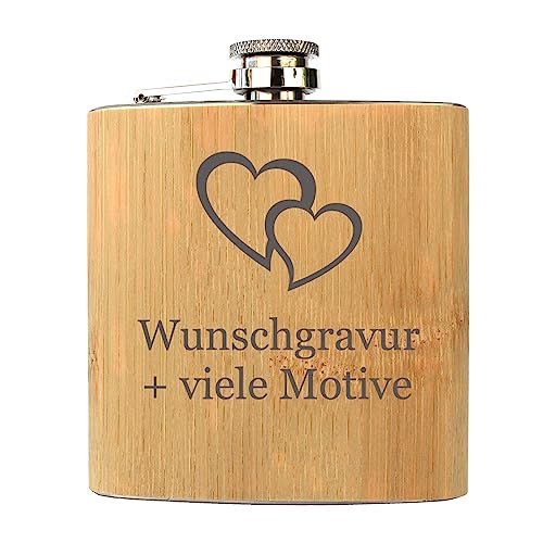 Flachmann für die Beste Trauzeugin mit Gravur - Name + Motiv, Trauzeugin Geschenk, Schnapsgeschenk in Holz Optik - personalisierte Geschenke von Geschenkissimo von Geschenkissimo