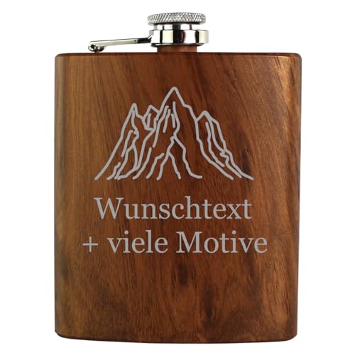 Flachmann mit Name, Spruch + Motiv, 90% Recycelter Edelstahl, nachhaltiges Schnapsgeschenk, Geschenkidee für Männer + Frauen, Füllmenge 190 ml, personalisiertes Geschenk mit Gravur von Geschenkissimo