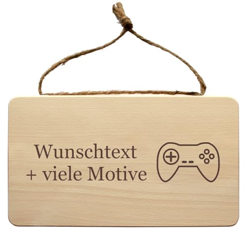 Gamer Schild aus Holz mit Gravur, Name + Motiv, Gamingschild, Zocker Türschild, Gaming Zone, Zimmer Deko, Geschenkidee Kinderzimmer, Spielzimmer, Schüler, Teenager Wandschild von Geschenkissimo