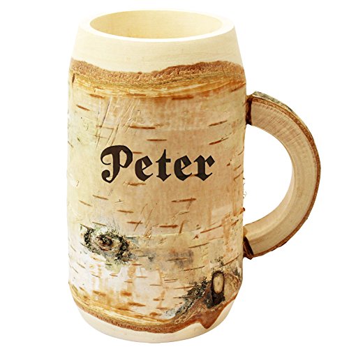 Holz Bierkrug mit Gravur - personalisiert mit Name - ca 0,5L - individueller Holzkrug Unikat - Geschenkidee für Bierfreunde, Sammlerstück, bayerische Souvenirs, deutsche Geschenke von Geschenkissimo