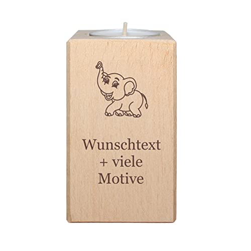 Kerzenhalter Tiere - Teelichthalter aus Holz mit Motiv und Gravur – tierische Kerzenständer, Tiergeschenk, Tier Kerzenleuchter, Hund, Katze, Pferd, inklusive Teelicht – Kerzen von Geschenkissimo