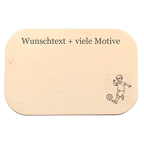 Kinder Brettchen mit Namen, Gravur mit Spruch + Motiv - Holz Frühstücksbrett und Schneidebrett für Jungen und Mädchen - personalisierte Frühstücksbrettchen von Geschenkissimo von Geschenkissimo