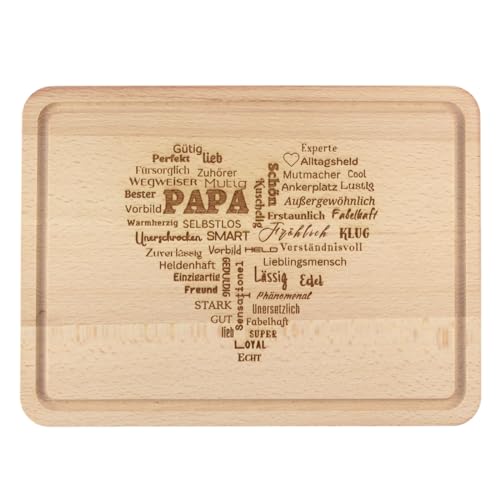 Herz für Papa - Premium Schneidebrett, 30x20 cm mit lieben Worte für Vati - Brettchen zum Vatertag, Geburtstag, Küchenbrett, Holz Schneidebrett als Geschenkidee für den besten Vater von Geschenkissimo