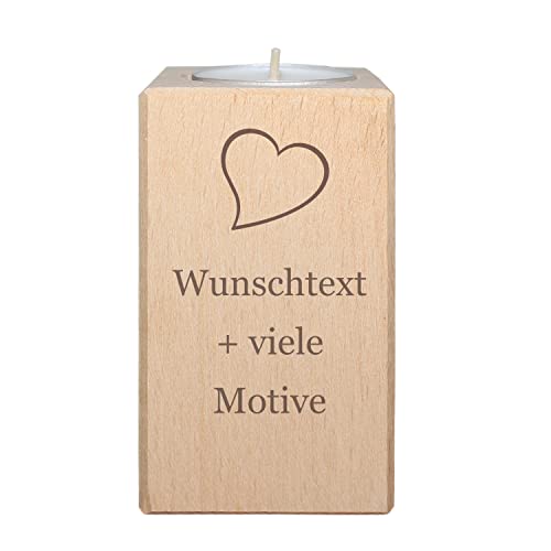 Liebe Geschenk - Teelichthalter mit personalisierter Gravur - Kerzen Liebe, Lieblingsmensch, Valentinstag - ich Liebe Dich Geschenk für Männer und für Frauen, inklusive Teelicht – Kerze von Geschenkissimo