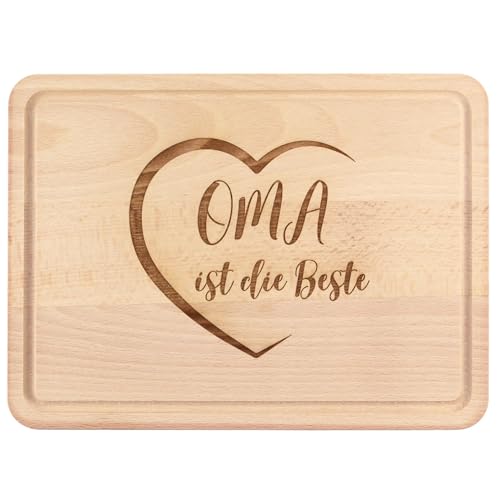 Oma ist die Beste Brettchen - großes Frühstücksbrettchen 30x20 cm mit Spruch als Großmutter Geschenk zum Geburtstag, Schneidbrett mit Saftrille von Geschenkissimo von Geschenkissimo
