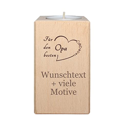 Opa Geschenk - Kerzenhalter aus Holz mit Motiv und Gravur - Teelichthalter, Kerzenständer für Opa zum Geburtstag, Enkel Geschenk, für den besten Opa der Welt, inklusive Teelicht – Kerzen Opa Geschenk - Kerzenhalter aus Holz mit Motiv und Gravur - Teelichthalter, Kerzenständer für Opa zum Geburtstag, Enkel Geschenk, für den besten Opa der Welt, inklusive Teelicht – Kerzen von Geschenkissimo