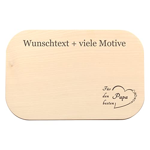 Papa Brettchen mit Gravur - mit Name, Spruch + Motiv personalisiert - für Super Papas zum Geburtstag, Vatertagsgeschenk, Best Dad Frühstücksbrett von Geschenkissimo von Geschenkissimo