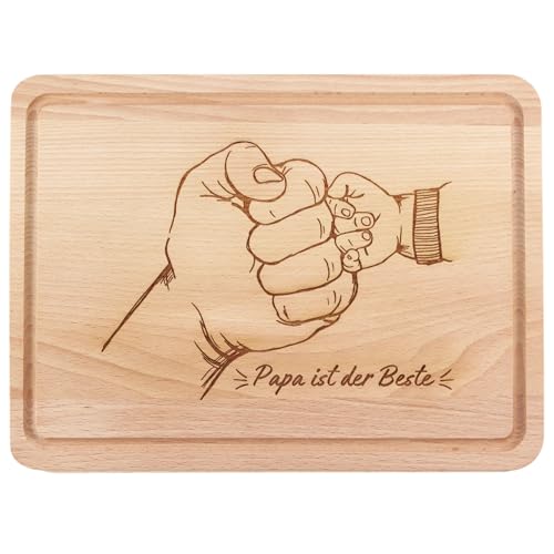 Papa ist der Beste Brettchen – Premium Schneidbrett mit Saftrille mit Gravur, Papa Geschenk aus Holz zum Vatertag, Geburtstag, Weihnachten,Frühstücksbrettchen von Geschenkissimo von Geschenkissimo