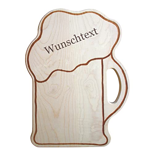 Personalisiertes Brotzeitbrett mit Gravur - Name oder Spruch - witzige Geschenkidee in Bierkrug Form aus Holz, verschiedene Größen, nutzbar als Vesperbrett, Schneidebrett, Servierbrett & mehr von Geschenkissimo