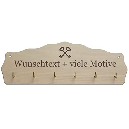 Geschenkissimo Schlüsselbrett aus Holz - individuelle Gravur mit Name, Spruch und Motiv - personalisierter Schlüsselhalter, Medaillen Aufhänger und Orden, Schlüsselboard als Wanddeko von Geschenkissimo