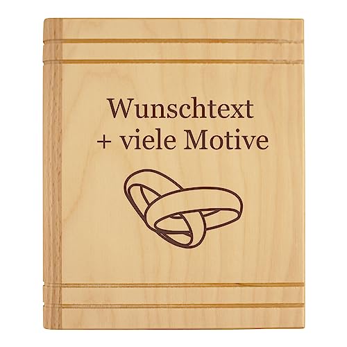 Spardose Hochzeit mit Gravur individuell mit Name, Spruch, Motiv - Sparbuch aus Holz personalisiert, Hochzeitsgeschenk, Hochzeitsspardose, Geldgeschenk für Brautpaare von Geschenkissimo