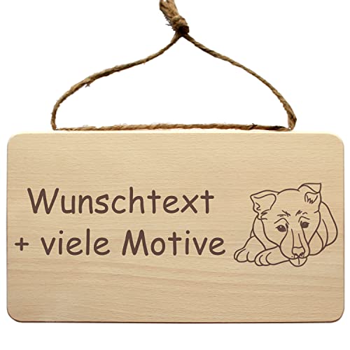 Tierschild aus Holz mit individuelle Gravur - Schild für Hund, Katze, Pferd und weitere Tiere - mit Kordel zum Aufhängen - Wandschild, Türschild, Holzschild, Wandbrett, Holztafel (Tiere) von Geschenkissimo