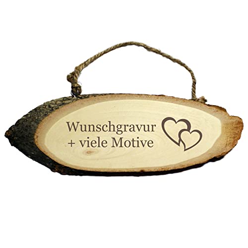 Türschild mit Gravur - Name + Spruch + Motiv möglich - aus Holz mit Kordel, Willkommensschild, Familienschild, personalisiertes Holzschild als Wandbrett, Dekoration oder Geschenkidee von Geschenkissimo