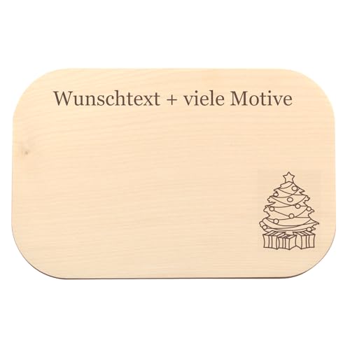 Weihnachten Brettchen mit Gravur - personalisiert mit Name, Spruch + Motiv - als Weihnachtsdeko und -geschenk, X-MAS Frühstücksbrettchen - Geschenkidee von Geschenkissimo von Geschenkissimo