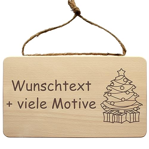 Weihnachtsdeko Wandschild aus Holz + individueller Gravur, Spruch, Wunsch, Name - Weihnachten Deko zum Aufhängen, Geschenk zum Weihnachtsfest, Christfest, Heilig Abend von Geschenkissimo