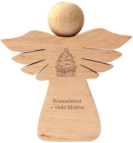 Weihnachtsengel aus Holz mit Gravur - Name, Datum, Spruch + Motiv - personalisiertes Geschenk, Engel Figur mit Flügel, Geldgeschenk, Weihnachten, Weihnachtsdeko, Holzdeko von Geschenkissimo