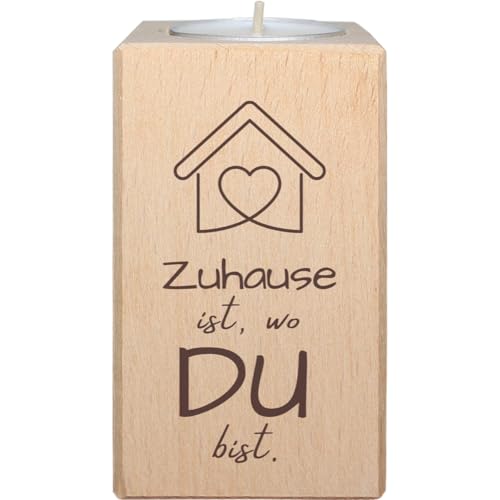 Zuhause ist, wo du bist - Teelichthalter Liebe mit Spruch | Kerzenständer Geschenk für Freundin, Frau, Freund oder Mann | Kerzenhalter aus Holz, romantische Geschenke von Geschenkissimo Zuhause ist, wo du bist - Teelichthalter Liebe mit Spruch | Kerzenständer Geschenk für Freundin, Frau, Freund oder Mann | Kerzenhalter aus Holz, romantische Geschenke von Geschenkissimo von Geschenkissimo