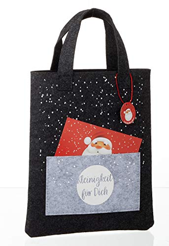 Filztasche mit Grußkarte - Filzbeutel mit Henkeln - Weihnachtsgeschenktasche von Geschenktrends