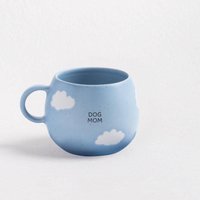 Großer Becher, Hundemama Tasse Keramik Kugelbecher Weiße Wolken Blau Cloud Ball Dog Mum 500Ml - Handgemacht in Portugal Geschenkbox von Geschirrkultur